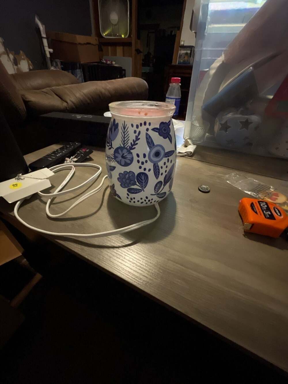 Scentsy Hope Blooms Electric Wax Warmer Blue and White Floral